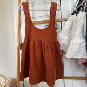 Rust Corduroy Pinafore Dress